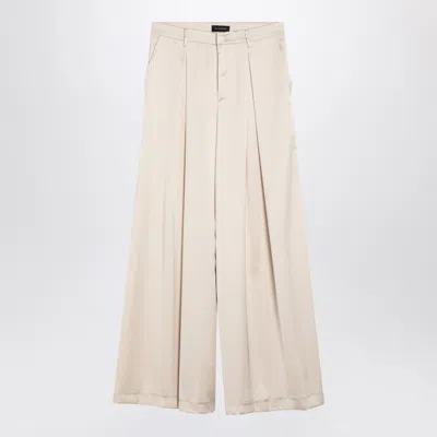 The Andamane Front Pleats Wide Leg Trousers In Neutral