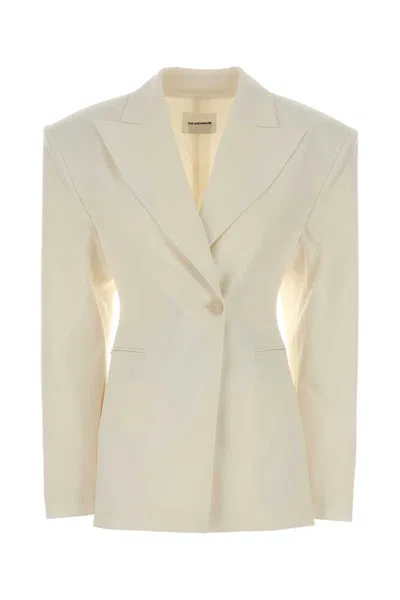 THE ANDAMANE WHITE STRETCH POLYESTER BLEND BLAZER