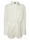 The Andamane Mini Dress With Front Pocket And Waist Tie In White