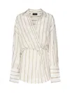 The Andamane Whitelotus Striped Short Dress In White
