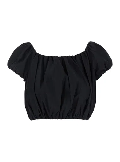 THE ANDAMANE 'WHITELY' BLACK TOP WITH BALLOON DESIGN IN COTTON BLEND WOMAN
