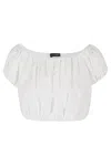 The Andamane Cropped White Cotton Taffeta Top