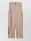 The Andamane Wide Pleated Leg Trousers With Belt Loops In Neutral