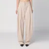 The Andamane Wide Leg Pleated Trousers With Pockets And Belt Loops In Beige