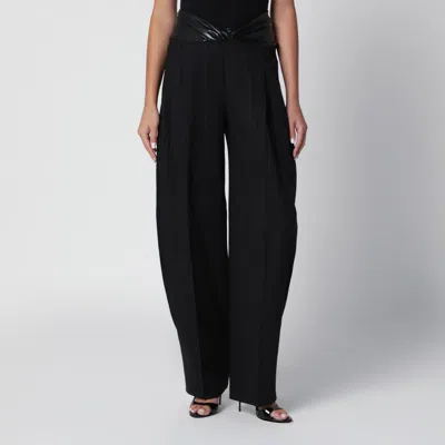 The Andamane Wide-leg Black And White Wool Gabardine Trousers