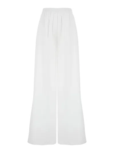 The Andamane Wiley White Pants With Elastic Waist And Wide Leg Design In Cotton Woman