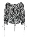 The Andamane 'wilma' Black And White Top With Boat Neck And All-over Zebra Motif In Black