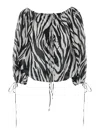 The Andamane Wilma Black And White Top With Boat Neck And All-over Zebra Motif In Cotton Woman In Multicolor