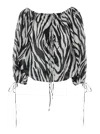 The Andamane Wilma Black And White Top With Boat Neck And All-over Zebra Motif In Cotton Woman