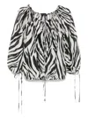 The Andamane Wilma Black And White Top With Boat Neck And All-over Zebra Motif In Cotton Woman In Black