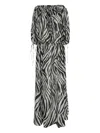 The Andamane Wilma Black And White Long Dress With Long Balloon Sleeves And All-over Zebra Print In Cotton Woman In Black