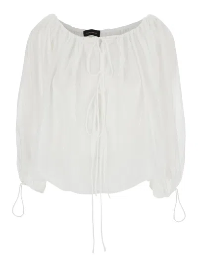 THE ANDAMANE WILMA WHITE TOP WITH LONG BALLOON SLEEVES IN COTTON WOMAN