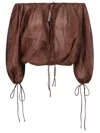 The Andamane Sheer Drawstring Long Sleeve Top