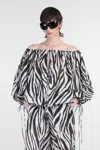 The Andamane Wilma Black And White Top With Boat Neck And All-over Zebra Motif In Cotton Woman