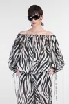 The Andamane Wilma Black And White Top With Boat Neck And All-over Zebra Motif In Cotton Woman
