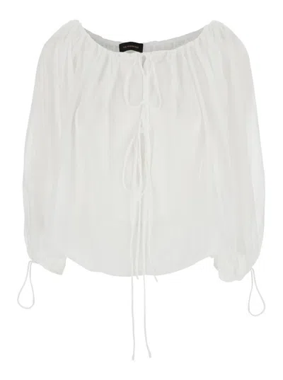 THE ANDAMANE 'WILMA' WHITE TOP WITH LONG BALLOON SLEEVES IN COTTON WOMAN