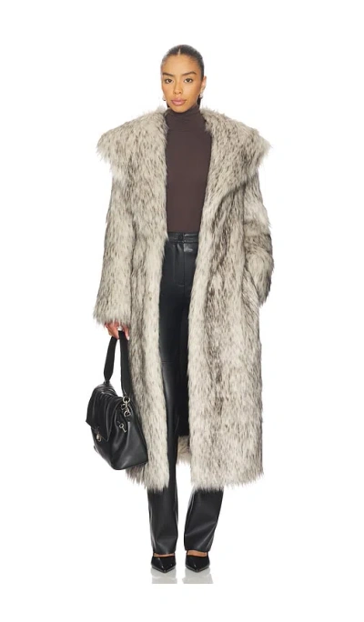 The Andamane Winter Maxi Faux Fur Coat In Multi