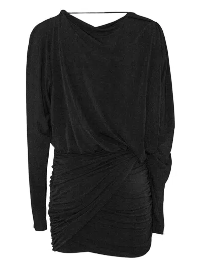 The Andamane Wisteria Long Sleeve Mini Dress In Black