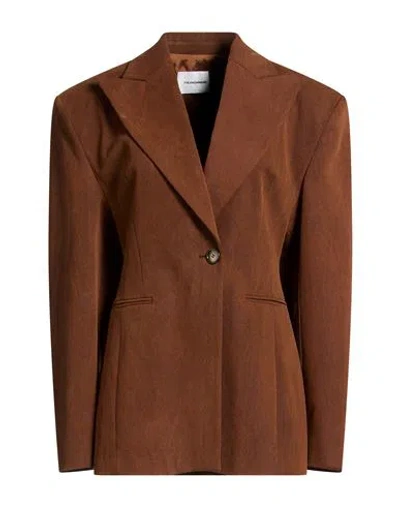 The Andamane Woman Blazer Tan Size 6 Cotton, Elastane In Brown
