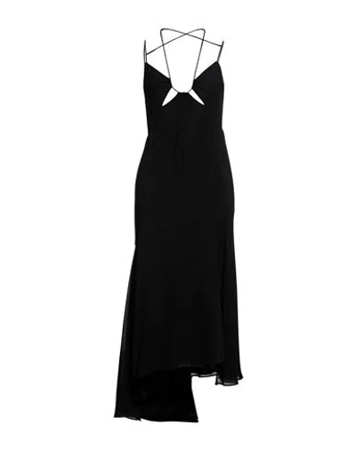 The Andamane `layla Midi` Asymmetric Halterneck Midi Dress In Nero