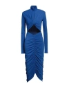 The Andamane Draped Dress With Cut Out Detail In Blue