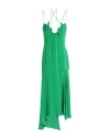 The Andamane Silk Dress With Unique Hemline And Front Cut-outs In Green