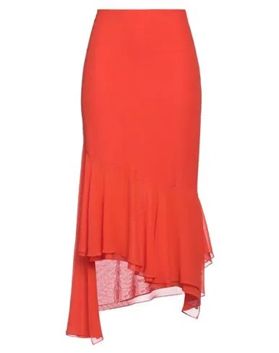 The Andamane Woman Midi Skirt Coral Size 6 Silk In Red