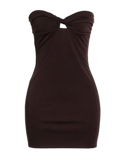 The Andamane Woman Mini Dress Chocolate Brown Size 2 Viscose, Elastane