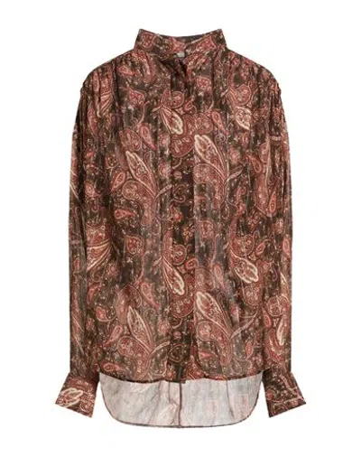 The Andamane Woman Shirt Dark Brown Size 6 Viscose, Silk, Metal Fiber