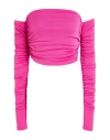 The Andamane Off-shoulder Fuchsia Top With Draped Detailing In Pink