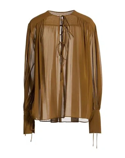 The Andamane Woman Top Khaki Size 2 Silk, Elastane In Multi