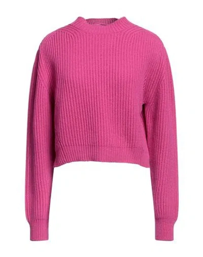 The Andamane Woman Turtleneck Fuchsia Size M Virgin Wool, Cashmere In Pink