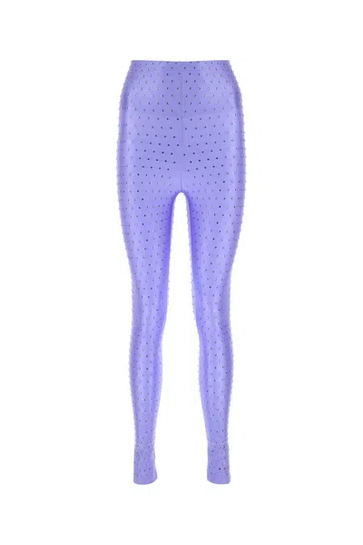 The Andamane Women Embellished Stretch Nylon Leggings In Purple