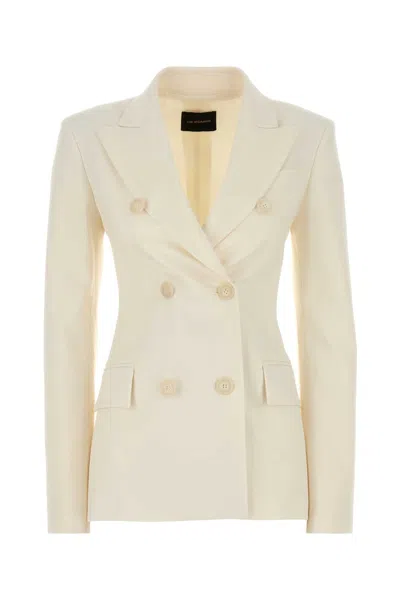 The Andamane Stretch Gabardine Blazer Notched Lapels In White