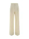 The Andamane Gabardine Trousers With Back Pockets And Pleated Design In White