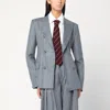 The Andamane Shannon Grey Pinstriped Double-breasted Jacket In Gray