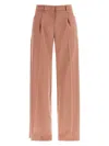 The Andamane Wide-leg Trousers With Front Pleats And Belt Loops In Pink