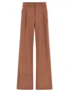 The Andamane Wide-leg Trousers With Front Pleats And Belt Loops In Brown