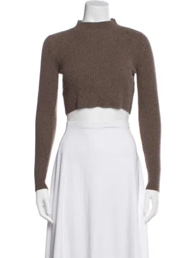 Pre-owned The Andamane Wool Mock Neck Crop Top In Neutrals