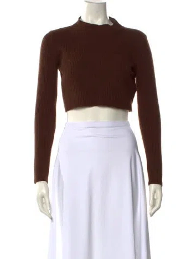Pre-owned The Andamane Wool Mock Neck Sweater In Brown