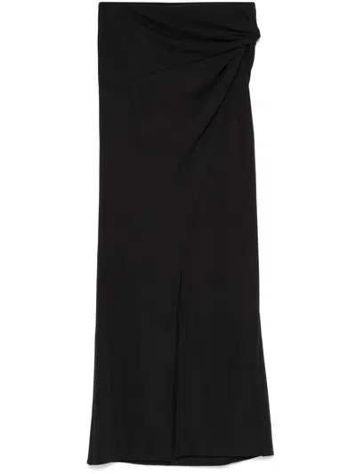 The Andamane Ruched Jersey Midi Skirt In Black