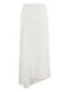 The Andamane Draped Ivory Stretch Jersey Wren Skirt In White