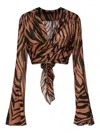 The Andamane Zebra-print Tie-front Blouse In Animal Print