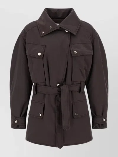 The Andamane Xandra Jacket Belted Waist Buttoned Cuffs Epaulettes In Brown