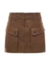 The Andamane Structured Mini Skirt In Soft Suede-like Fabric In Brown