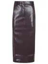 The Andamane Bordeaux Faux Leather Midi Skirt In Burgundy