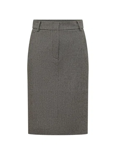 The Andamane Xania Belt-loops Midi Skirt In Gray