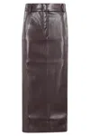The Andamane Bordeaux Faux Leather Midi Skirt In Brown