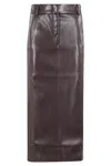 The Andamane Bordeaux Faux Leather Midi Skirt In Brown