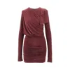The Andamane 'xenia' Draped Mini Dress In Burgundy
